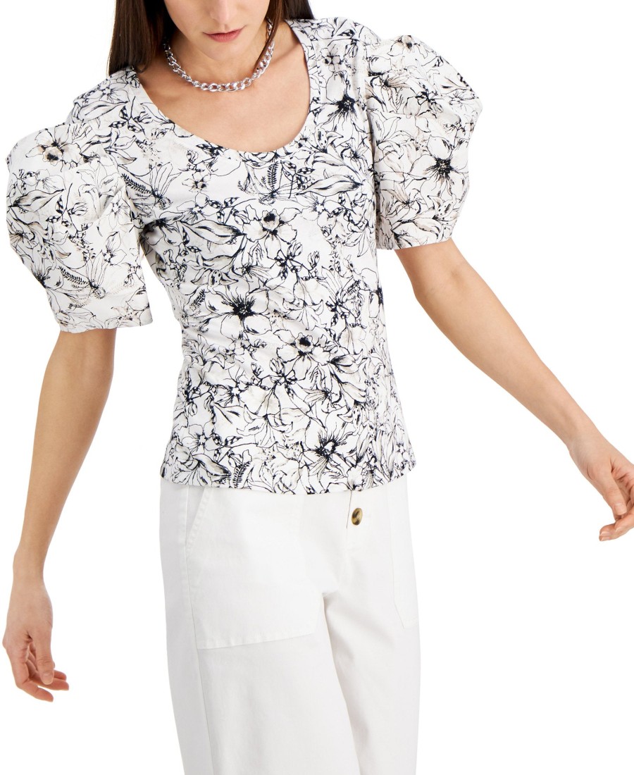 Women'S INC International Concepts | Floral-Print Puff-Sleeve Top Chroma Garden