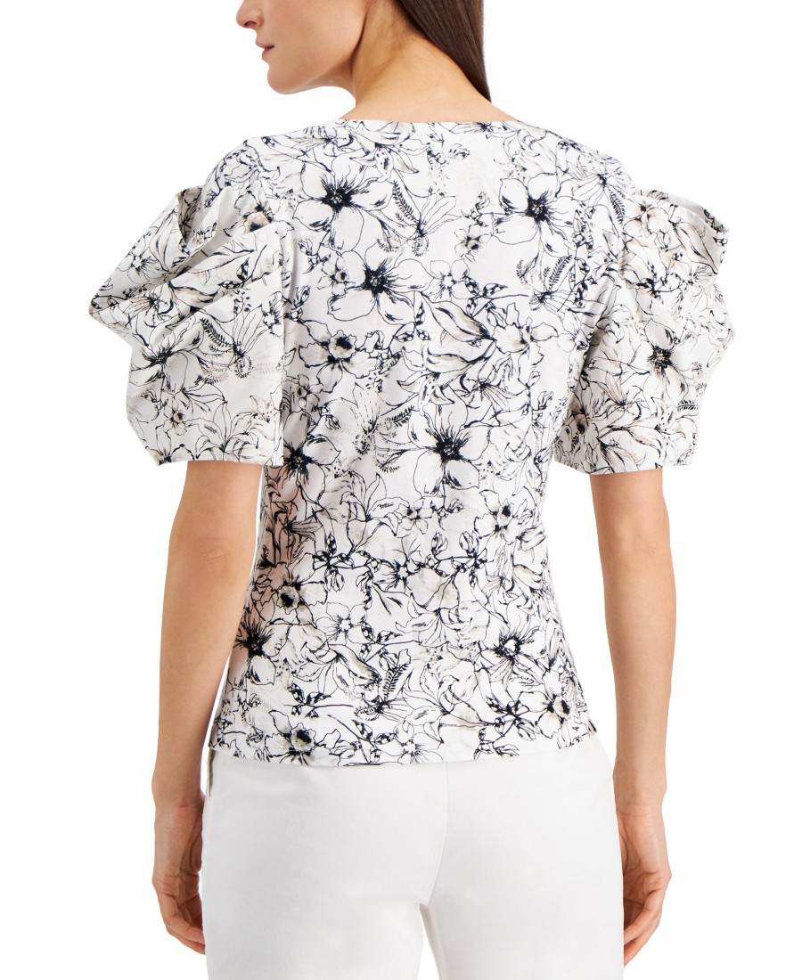 Women'S INC International Concepts | Floral-Print Puff-Sleeve Top Chroma Garden