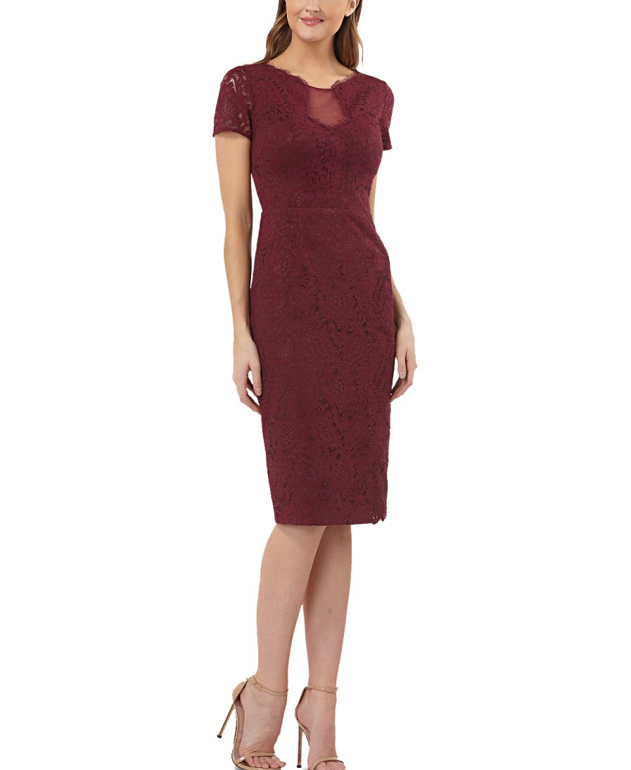 Women'S JS Collections | Lace Sheath Dress Dark Berry