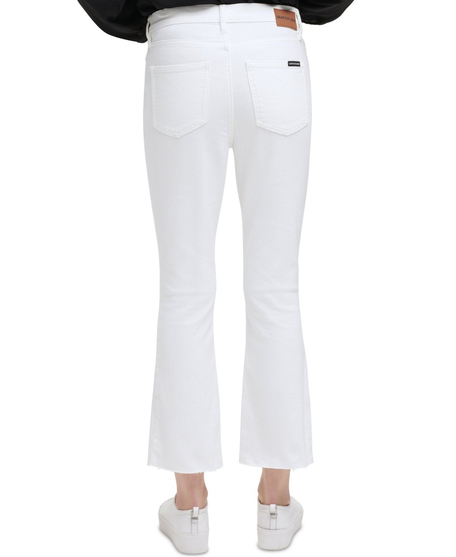 Women'S Calvin Klein Jeans | High Rise Cropped Kick Bootcut Jeans White