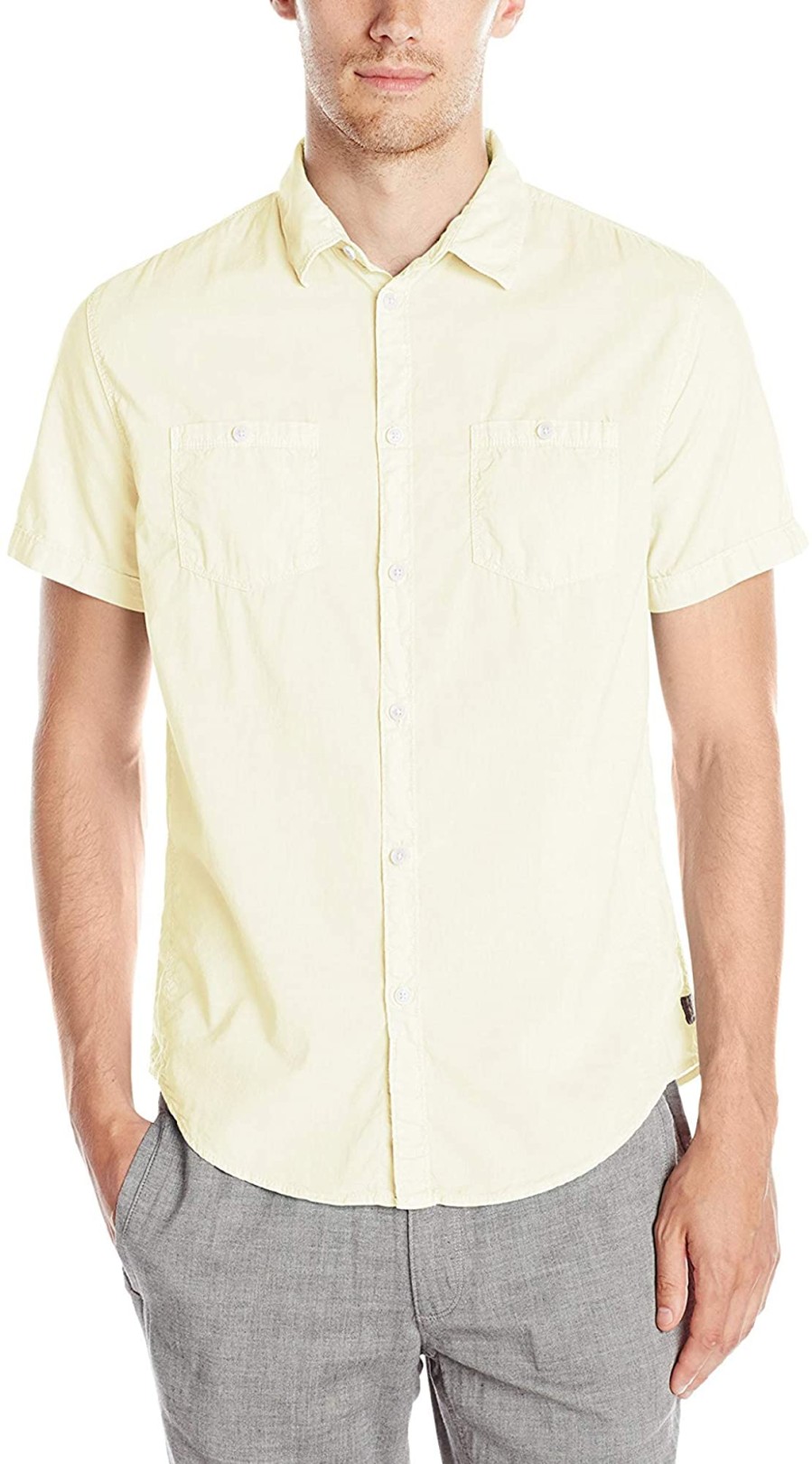 Men Calvin Klein Jeans | Garment-Dye Calico Short-Sleeve Shirt Shadow Lime