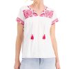 Women'S Style & Co | Cotton Embroidered Vacation Top