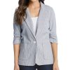 Women'S Karen Kane | Pin One-Button Ruched-Sleeve Blazer Stripe