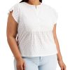 Women'S Style & Co | Plus Cotton Eyelet Top