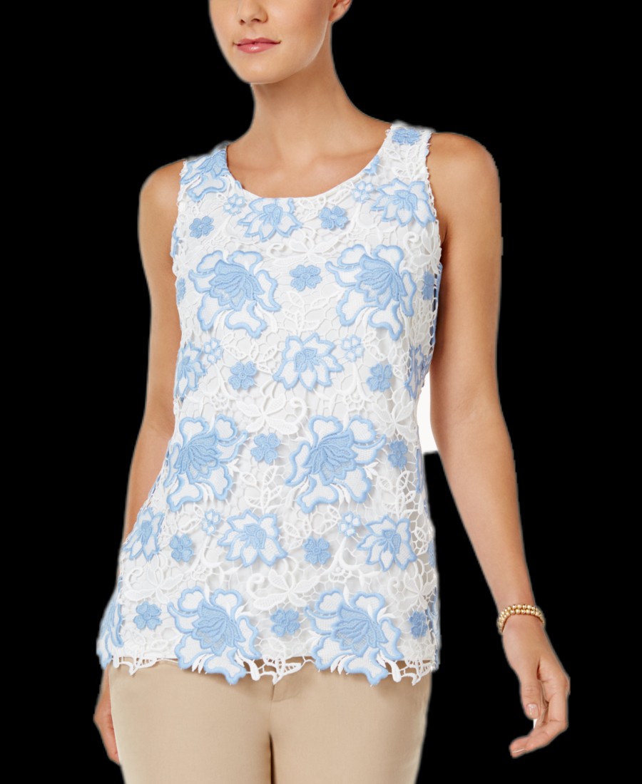 Women'S Charter Club | Floral Lace Tank Top Cloud