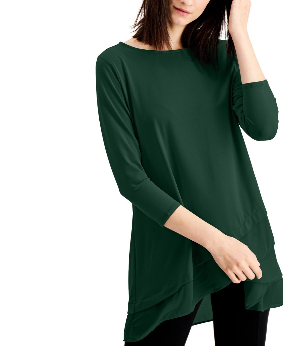 Juniors' Alfani | Sheer Crossover-Hem Tunic