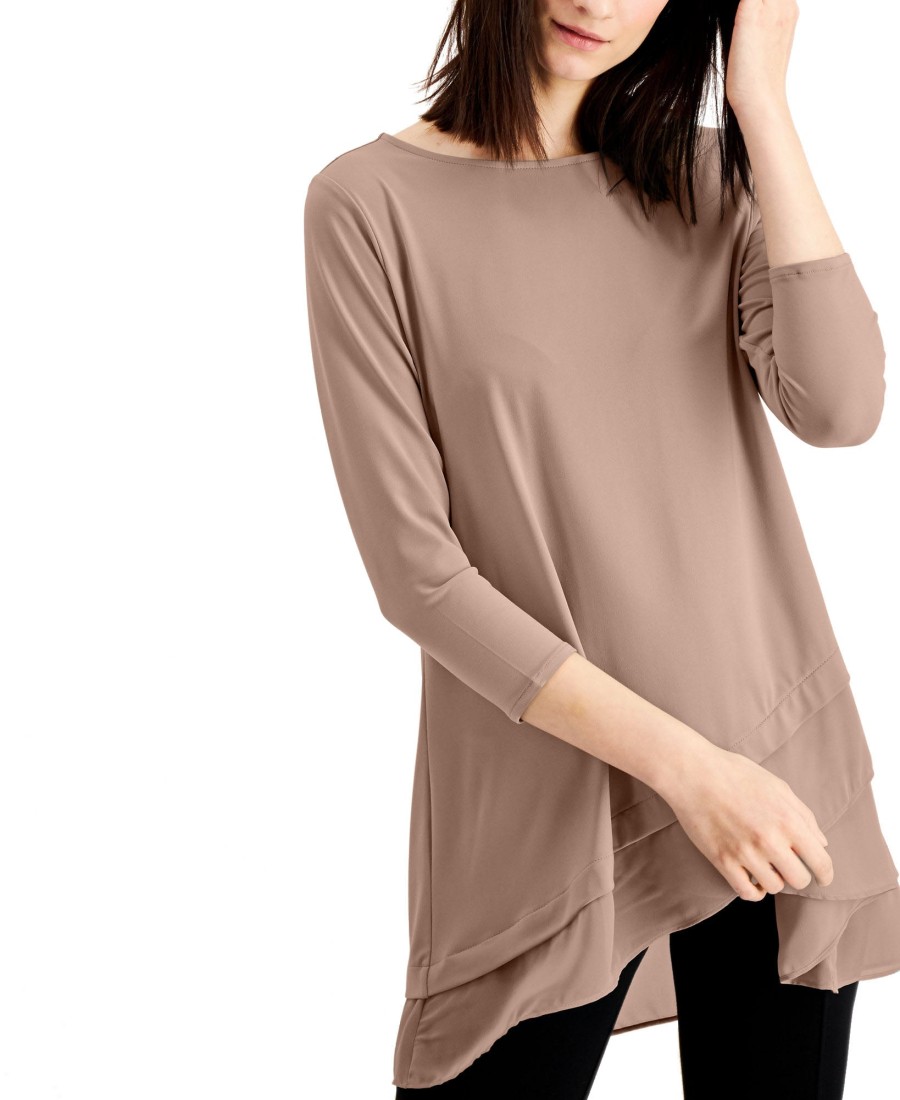 Juniors' Alfani | Sheer Crossover-Hem Tunic