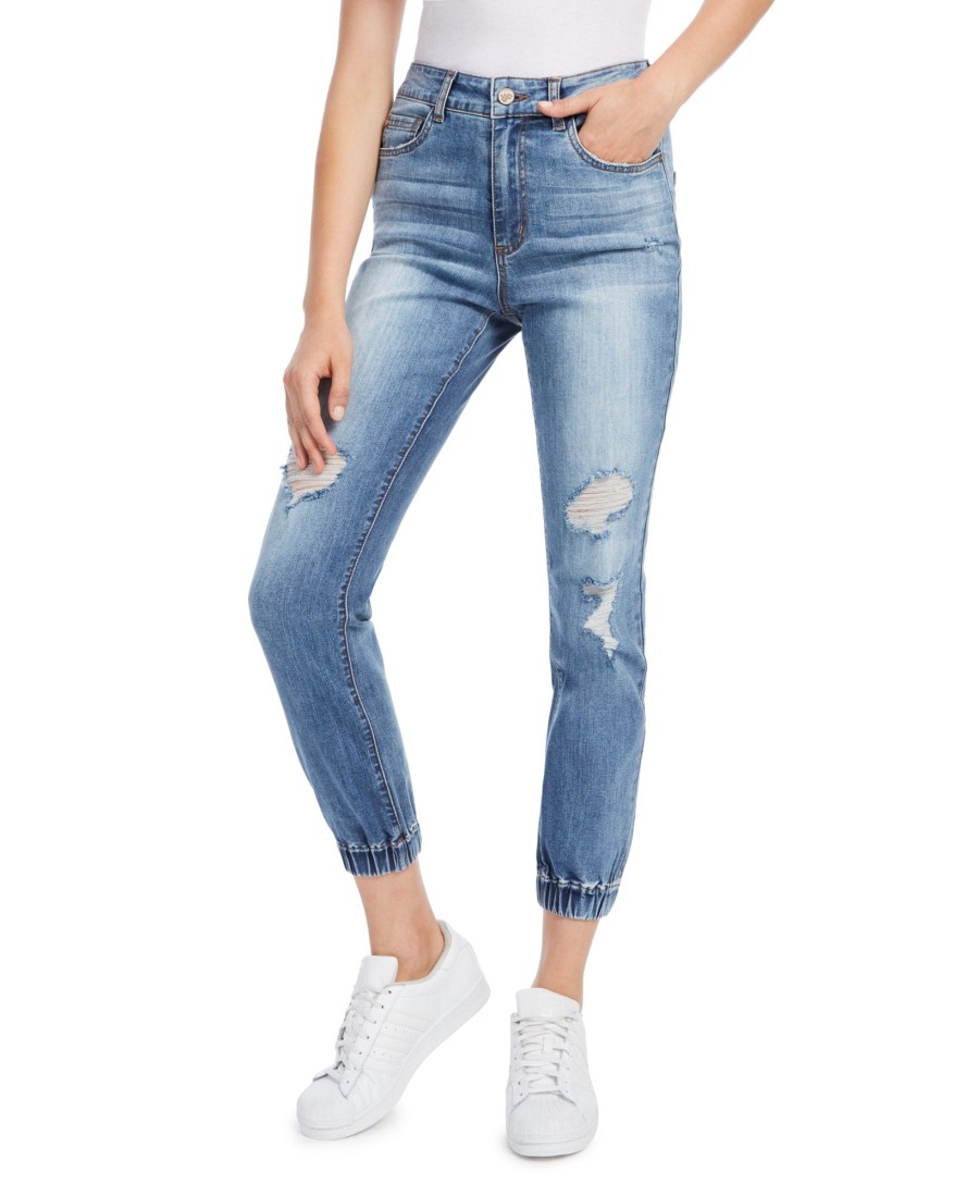 Women'S Dollhouse | Juniors' Ripped Jogger Jeans Medium Wash