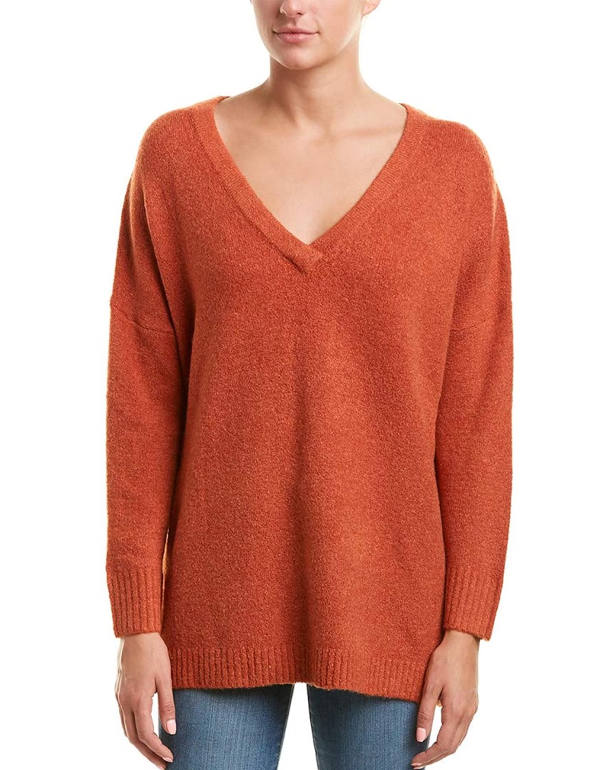 Women'S French Connection | Flossy V-Neck Knit Sweater Copper