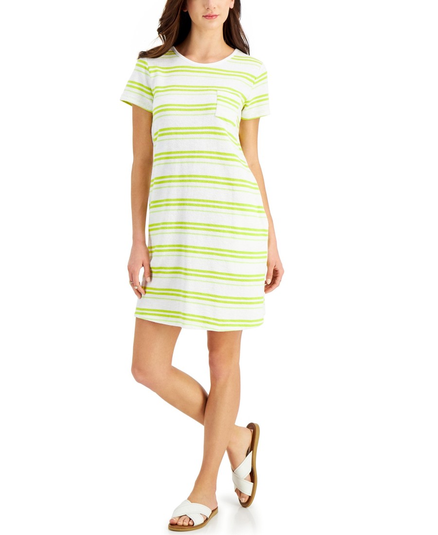 Women'S Style & Co | Cotton Striped T-Shirt Dress