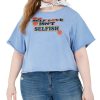 Women'S Modern Lux | Plus Trendy Cotton Self Love Graphic Cropped T-Shirt Cyan Blue