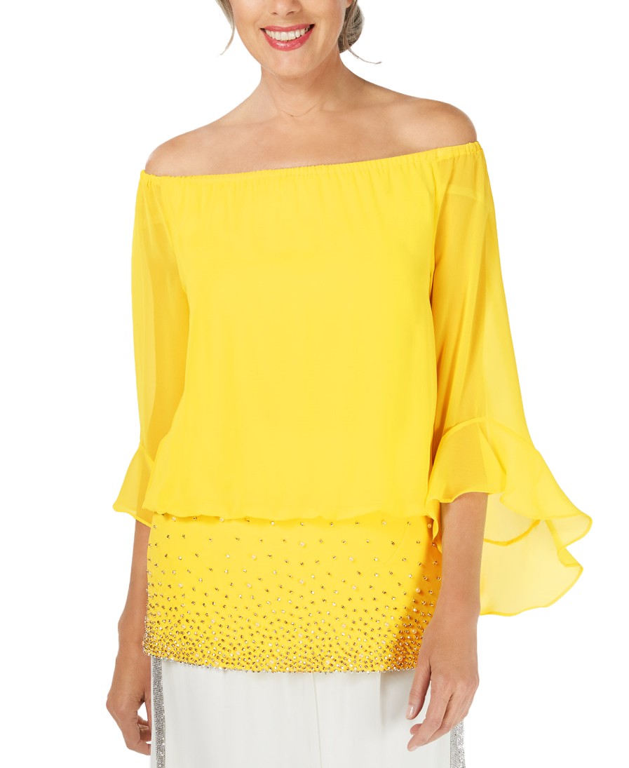 Women'S MSK | Off-The-Shoulder Embellished Top Lemon