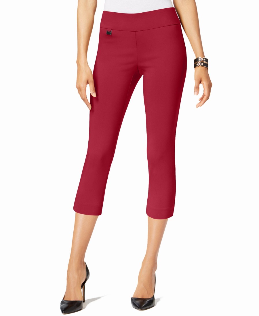 Juniors' Alfani | Tummy-Control Pull-On Capri Pants Red