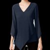 Juniors' Alfani | Asymmetrical V-Neck Top Navy