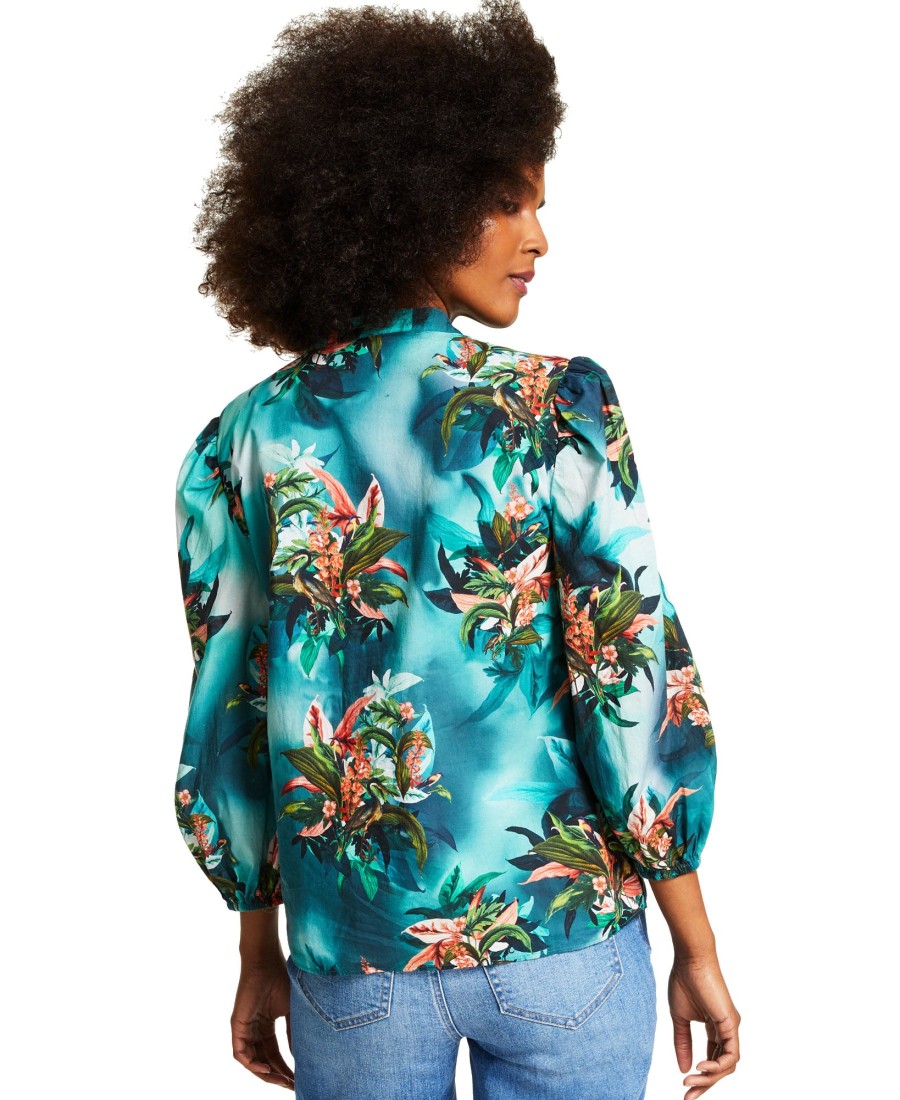 Women'S INC International Concepts | Plus Cotton Tropical-Print Blouse Rada Garden