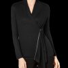 Juniors' Alfani | Asymmetrical Zip Top Deep Black