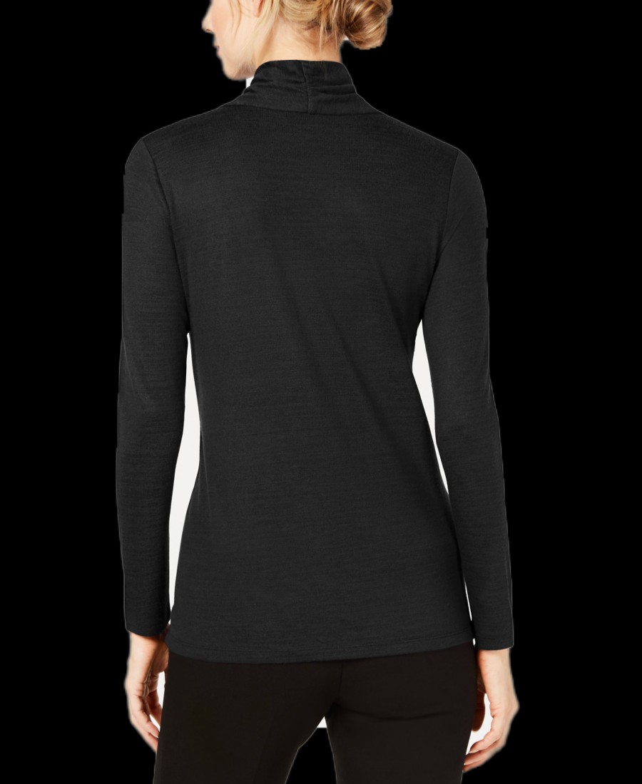 Juniors' Alfani | Asymmetrical Zip Top Deep Black