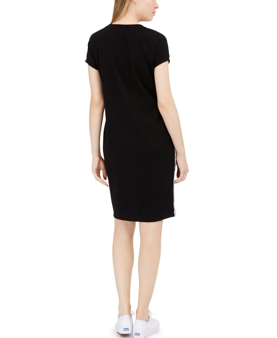 Women'S Calvin Klein Jeans | Logo-Trim Jersey Dress Black/White Combo