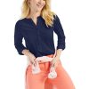 Women'S Style & Co | Petite Cotton Roll-Sleeve Top