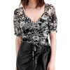 Women'S INC International Concepts | Petite V-Neck Ruched-Front Top Amara Blooms