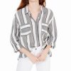 Juniors' Hippie Rose | Juniors' Printed Utility Shirt Black/White Stripe