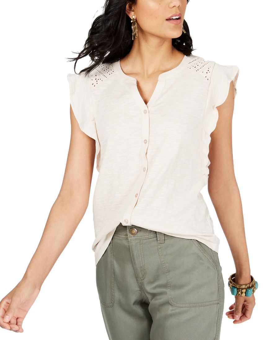 Women'S Style & Co | Eyelet Sleeveless Shirt