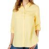 Women'S Charter Club | Petite Linen Button-Front Shirt