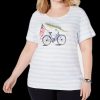 Women'S Karen Scott | Plus Embellished Bike Striped T-Shirt Indigo