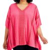 Women'S JM Collection | Plus Crochet-Trim Poncho Top Berry Sorbet