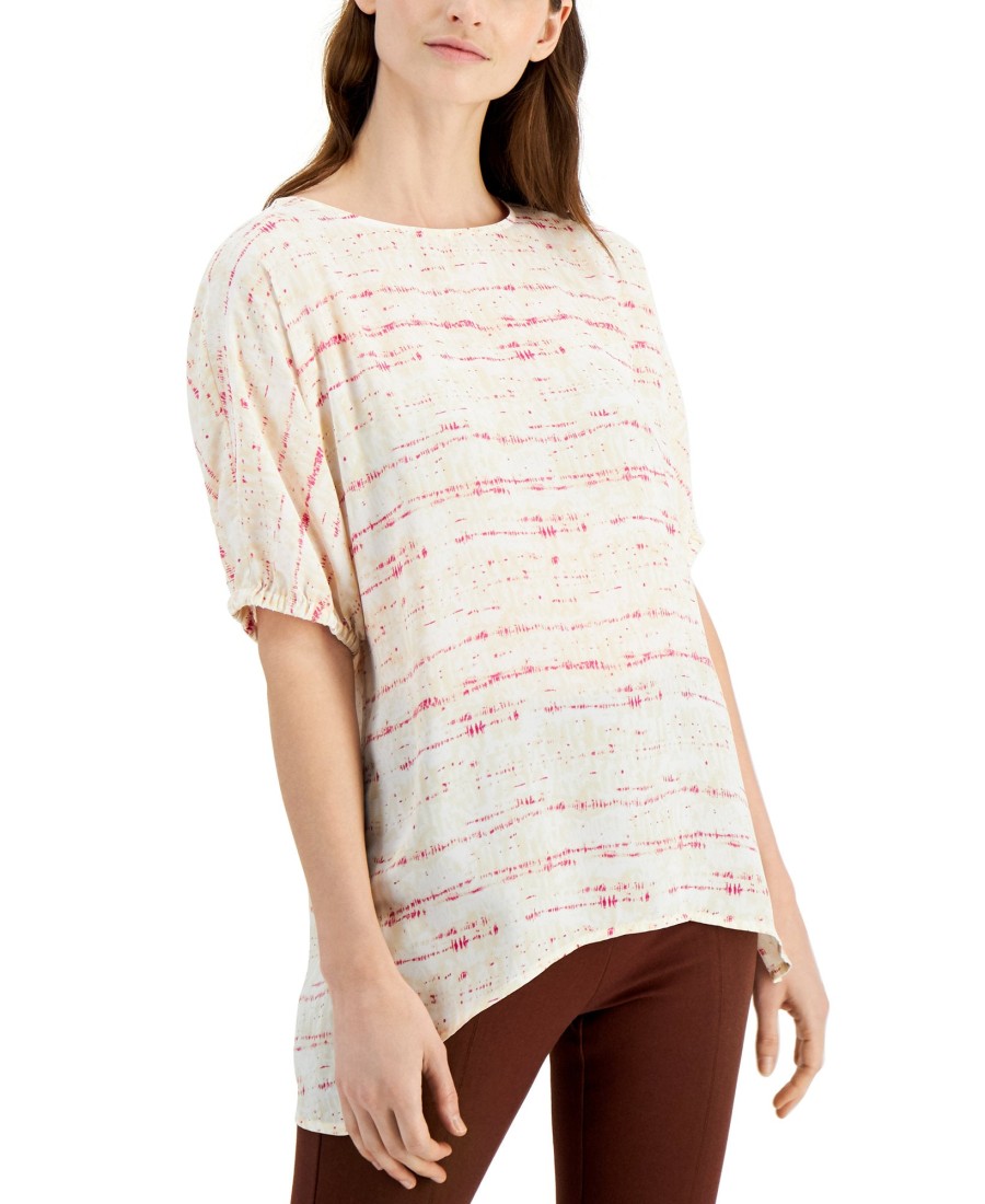 Juniors' Alfani | Printed High-Low Top Neutral Delicate Dye