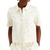 Juniors' Alfani | Petite Cotton Eyelet Top Antique White