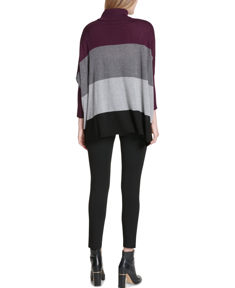 Women'S Calvin Klein | Colorblocked Dolman-Sleeve Sweater Aubergine