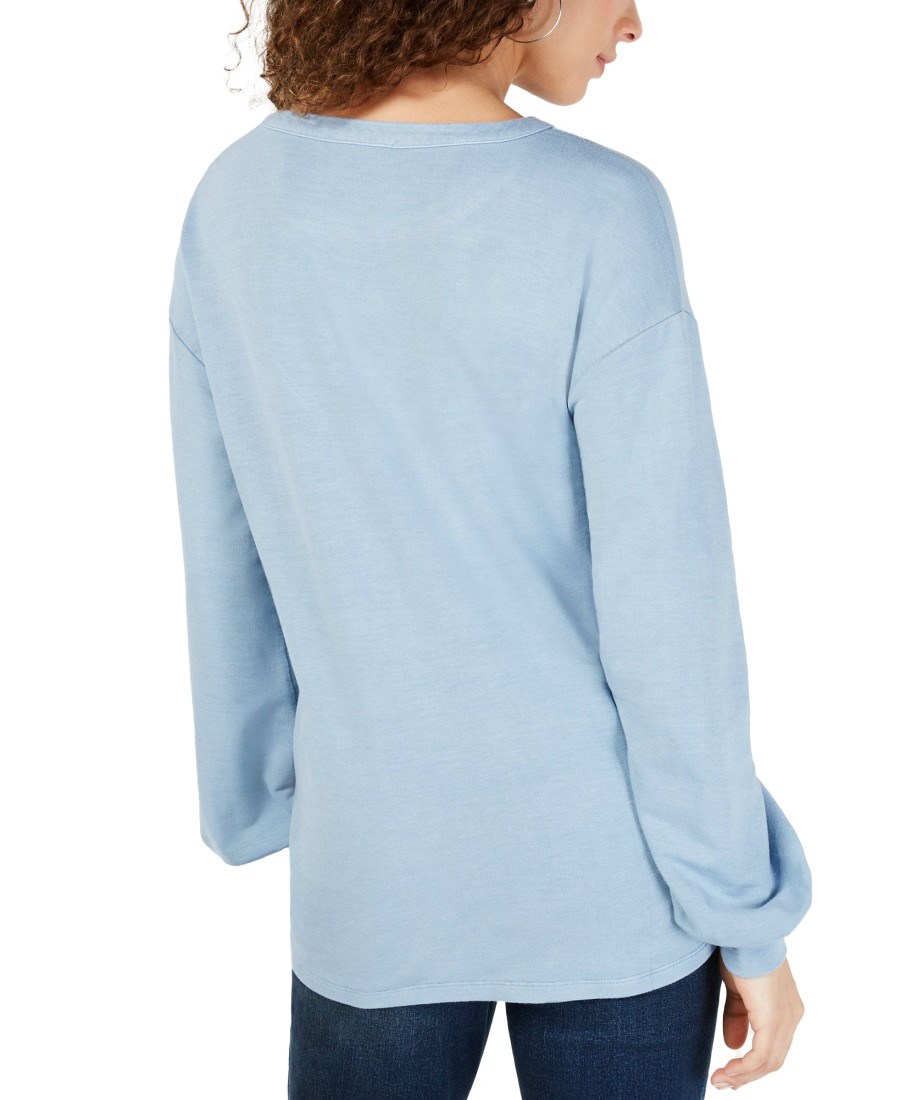 Women'S INC International Concepts | Cutout-Neck Graphic Sweatshirt Blue Seashell