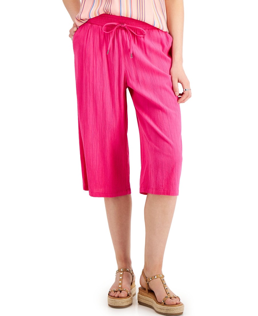 Women'S Style & Co | Pull-On Wide-Leg Cropped Pants Fuchsia Purple