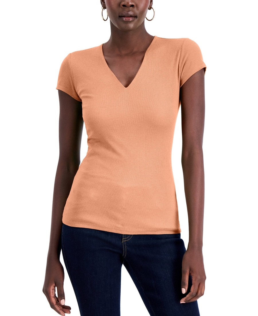 Women'S INC International Concepts | Ribbed V-Neck Top Henna