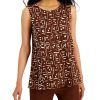 Juniors' Alfani | Geometric-Print Textured Sleeveless Top Brown Exotic Geometric