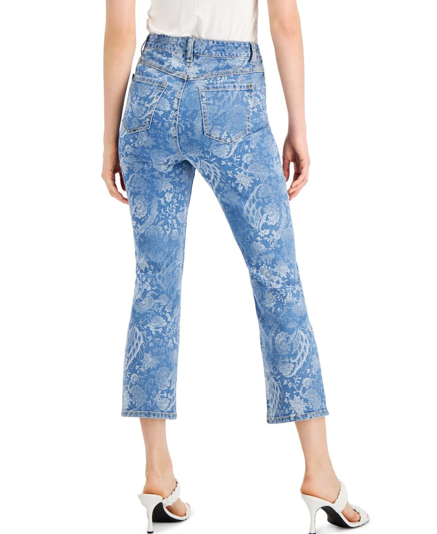 Women'S INC International Concepts | High Rise Printed Cropped Straight-Leg Jeans Light Indigo