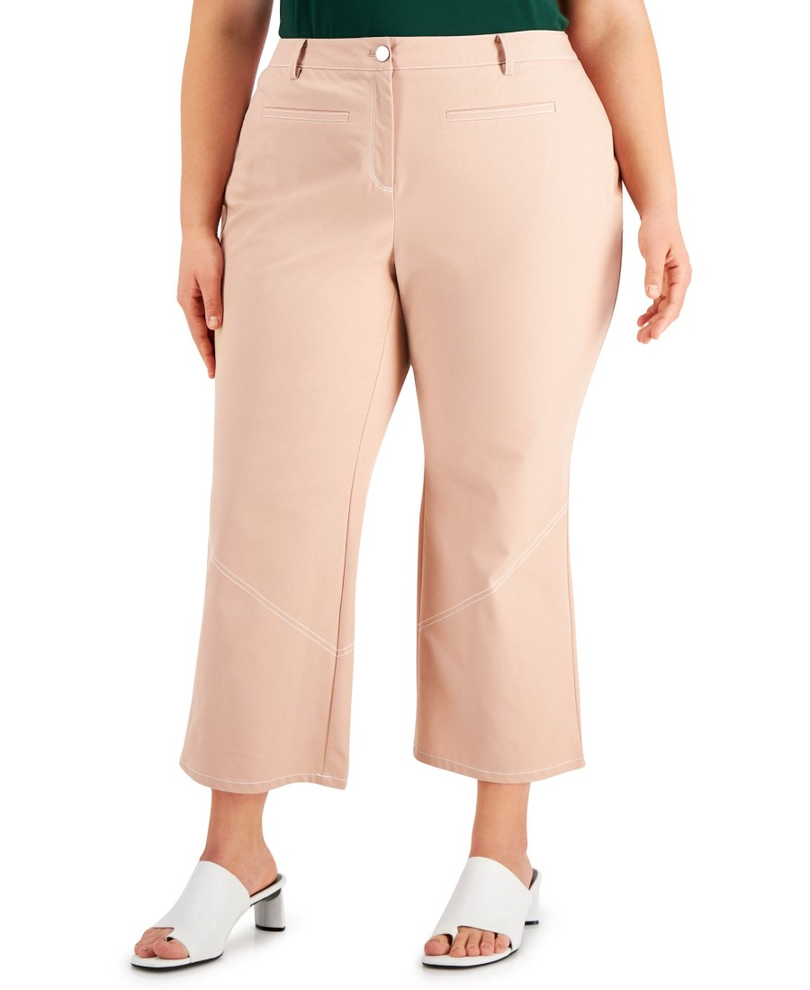 Juniors' Alfani | Plus Straight-Leg Ankle Pants Naked Clay