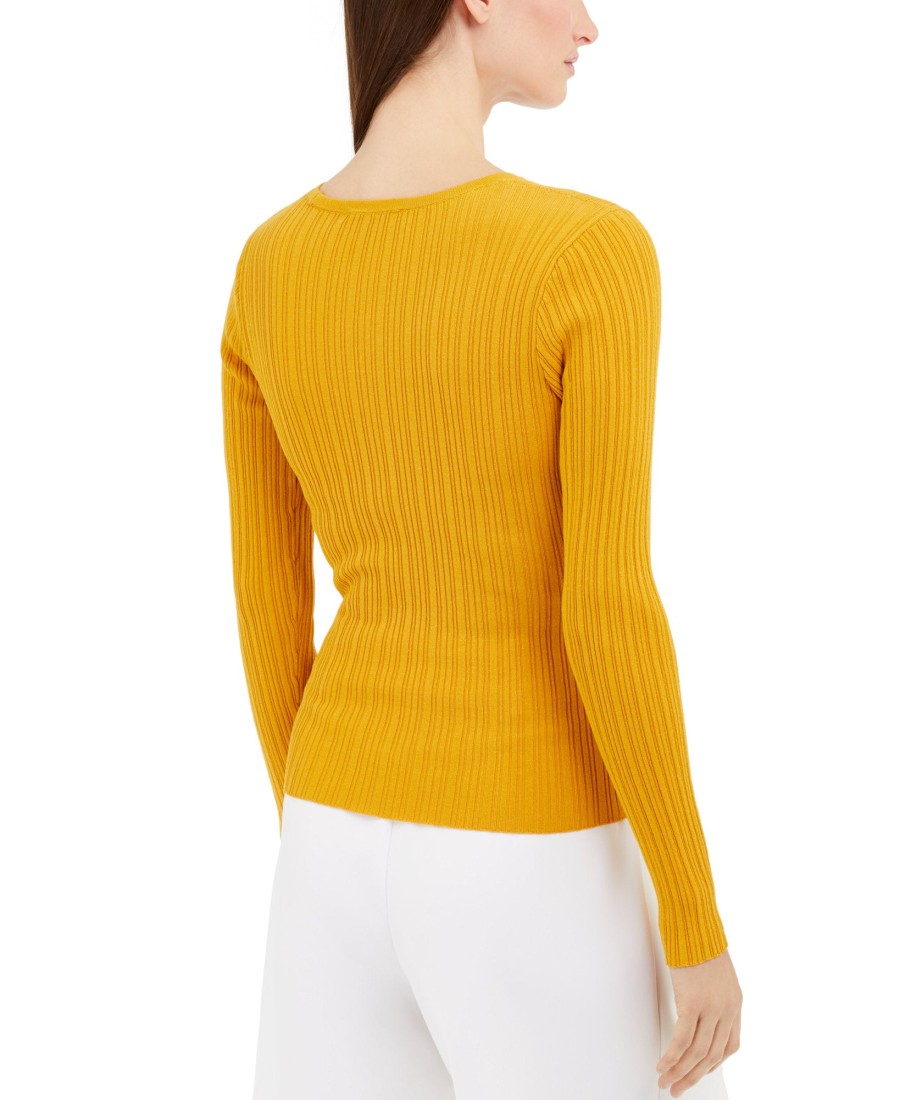 Women'S INC International Concepts | Surplice Ribbed Top Gold Dust