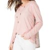 Women'S Style & Co | Print-Back Scoop-Neck Top Pink Vine Delight