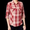 Women'S Style & Co | Plaid Utility Shirt Moon Plaid Red