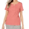 Women'S Karen Scott | Split-Neck Top Citron Aura