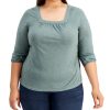 Women'S Style & Co | Plus 3/4-Sleeve Square-Neck Top