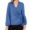 Women'S Alfani | Faux-Wrap Surplice Top Soft Cobalt