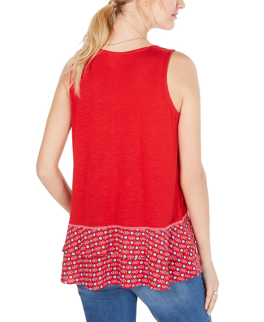 Women'S Style & Co | Ruffled-Hem Sleeveless Top Firework Floral