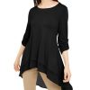 Women'S Alfani | Chiffon-Trim High-Low Top Deep Black