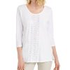 Women'S JM Collection | Sequined Scoop-Neck Top Bright White