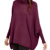 Juniors' Alfani | Petite Turtleneck Poncho Sweater Malbec