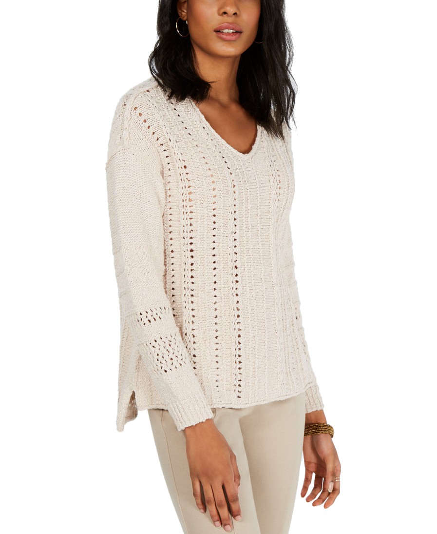 Women'S Style & Co | V-Neck Pointelle Sweater