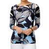 Women'S Charter Club | Floral-Print Boat-Neck Top SmoBest Sky Combo